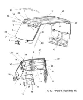 5814503 Polaris 18 Ranger Headliner Front Ttn Premium
