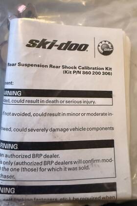 860200306 Ski-doo Brp Rear Shock Calibration Kit