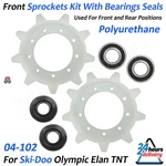 Front & Rear Sprockets With Bearings Seals 04-102 For Ski-doo Olympic Elan Tnt. Fixed Price $37.99.