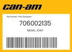 Can-am Genuine Radial Joint 706002135. Fixed Price $44.79.
