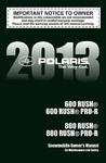 Polaris Owners Manual Book 2013 800 Rush Pro-r. Fixed Price $19.50.