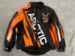 Team Arctic Cat Spellout Snowmobile Jacket Coat Black & Orange Women Sz Small. Fixed Price $110.00.