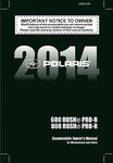 Polaris Owners Manual Book 2014 800 Rush Pro-r. Fixed Price $19.50.